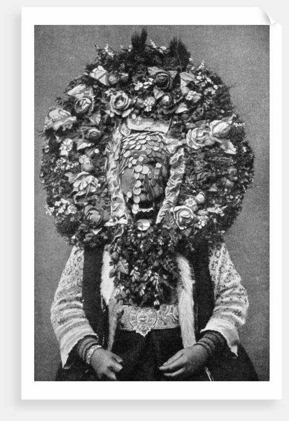 Floral mask of a Bulgarian bride by Anonymous