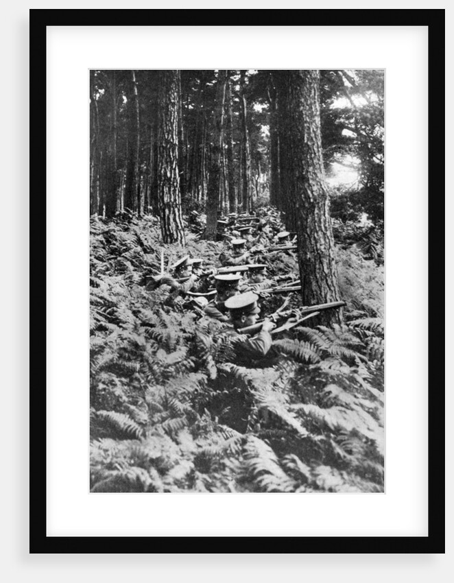 British infantry in a wood, First World War by Anonymous