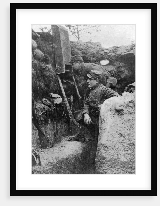 The periscope in use in a French trench, First World War by Sphere