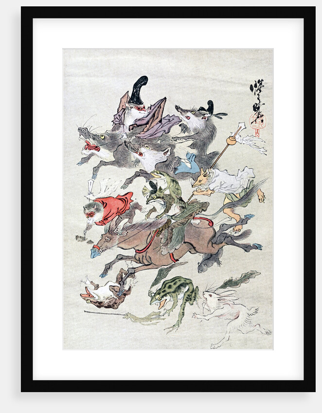 Animals and ambhipibians in a hunting scene by Anonymous
