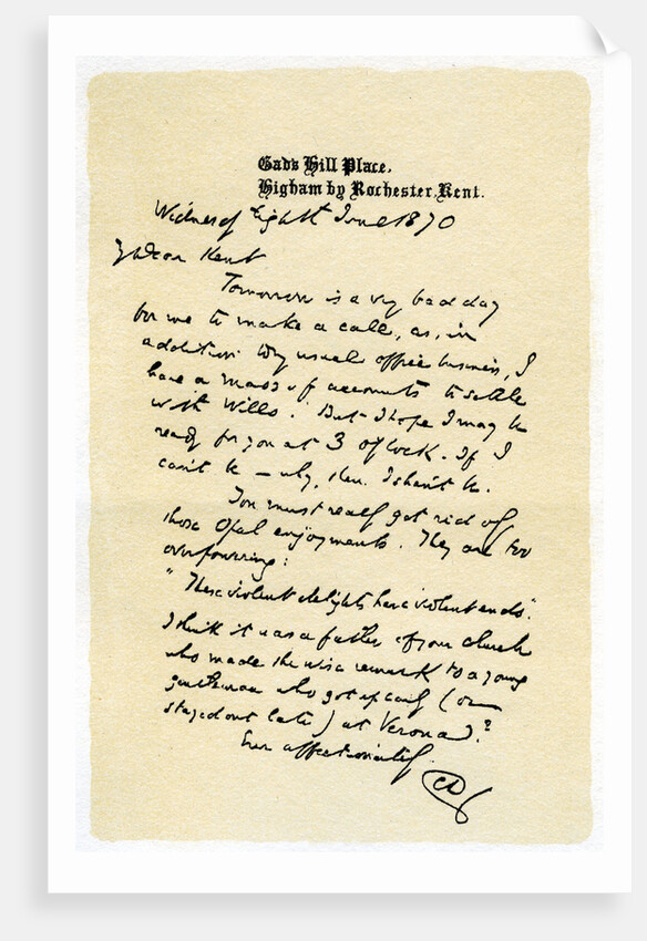 A hand-written letter by Anonymous