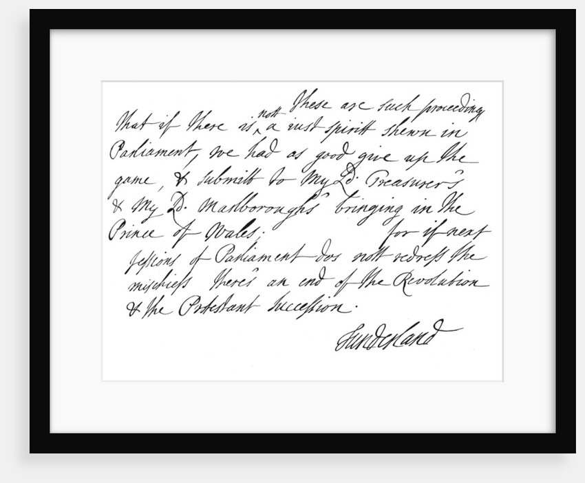 Part of a letter written by Charles Spencer, 3rd Earl of Sunderland by Anonymous