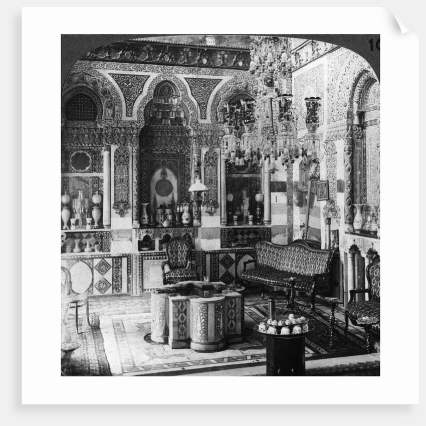 The reception room of a Pasha, Damascus, Syria by Underwood & Underwood