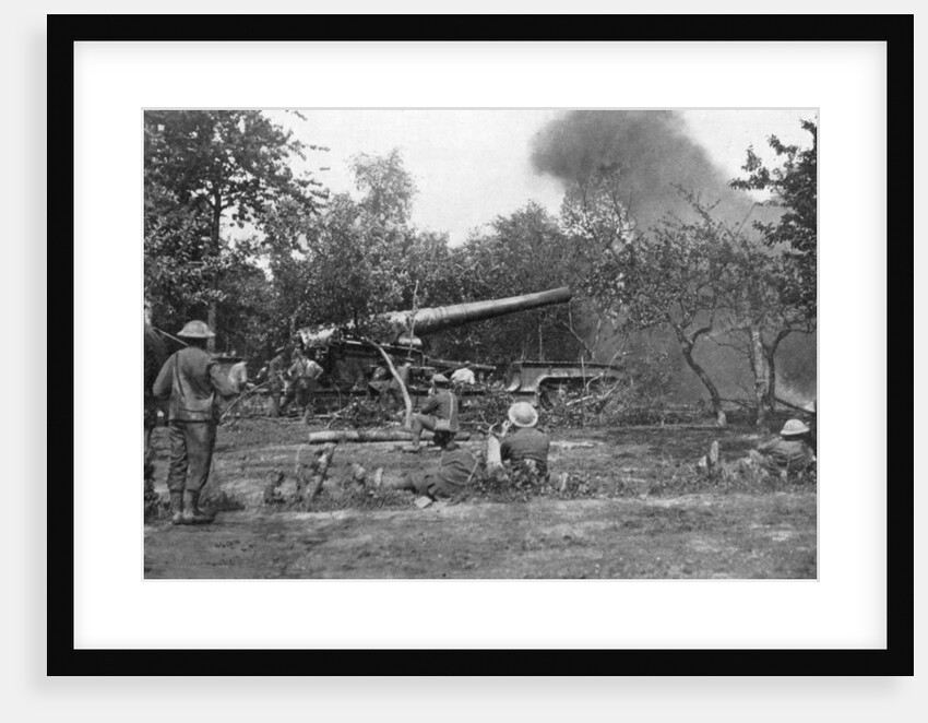 Big railway gun firing during the advance in the west, First World War by Anonymous