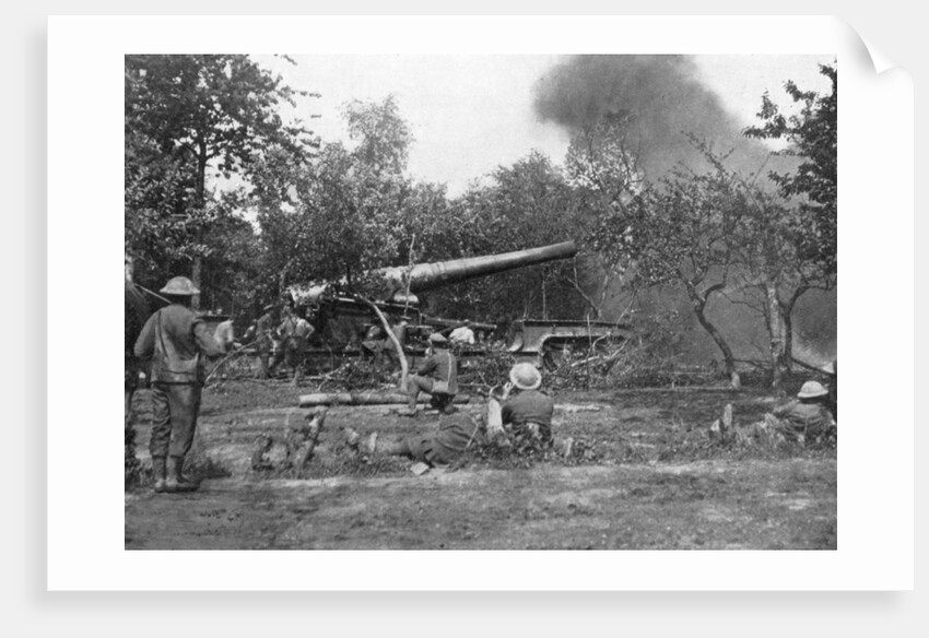 Big railway gun firing during the advance in the west, First World War by Anonymous