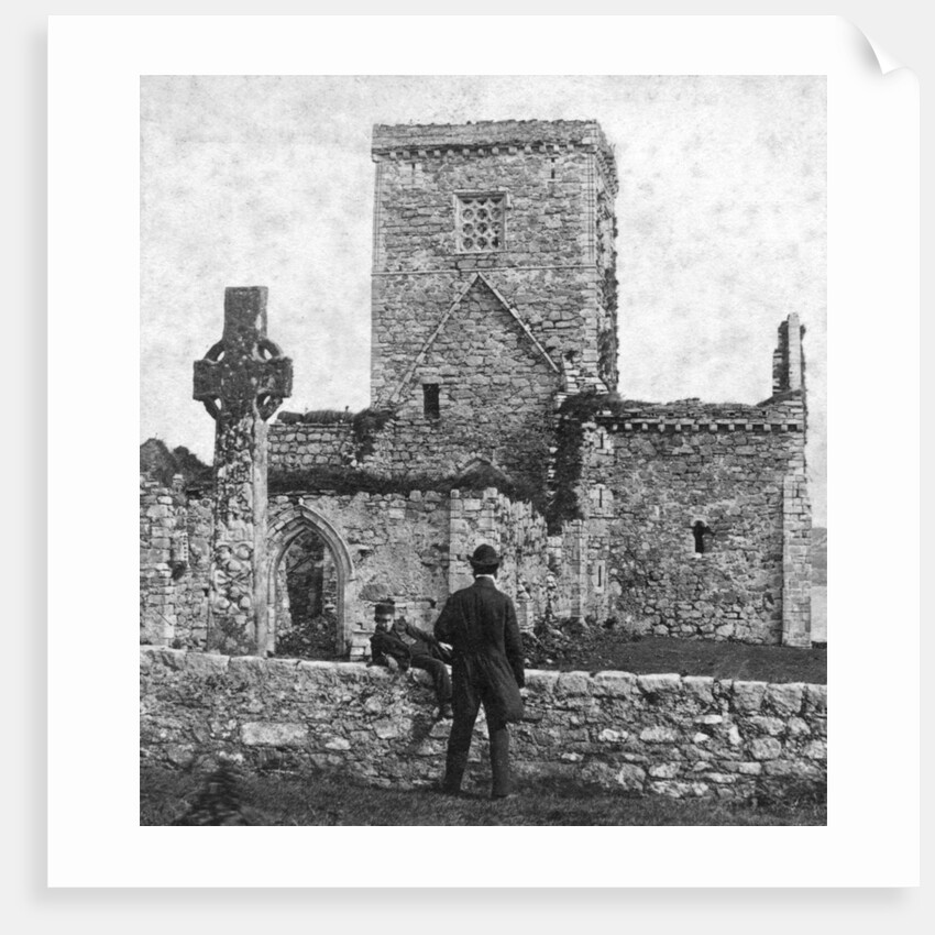 Ruins of the cathedral and St Martin's Cross, Iona, Argyll and Bute, Scotland by George Washington Wilson