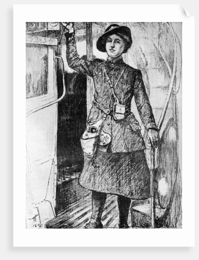 The War at Home: Bus Conductress by Archibald Standish Hartrick