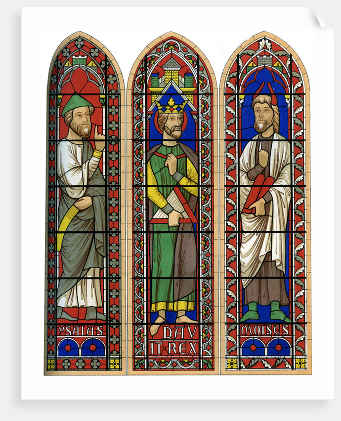 Stained glass of Moses, King David and Isaiah, Bourges Cathedral by Lemercier