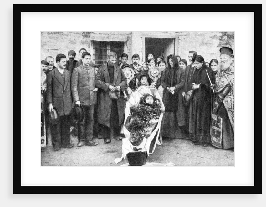 A dead Greek peasant lying in a coffin by HA Fawcett