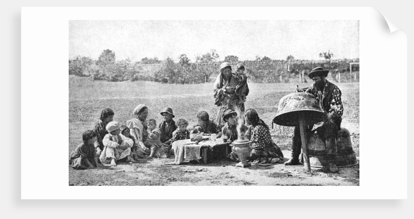 Gypsies mending a family cauldron, Hungary by AW Cutler