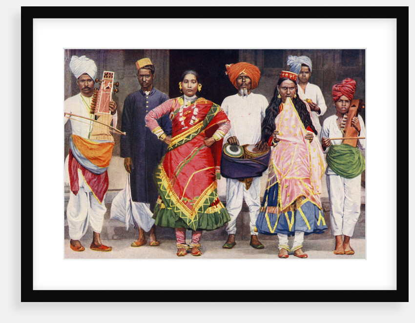 Nautch dancing girls with accompanying musicians, India by SR Norton