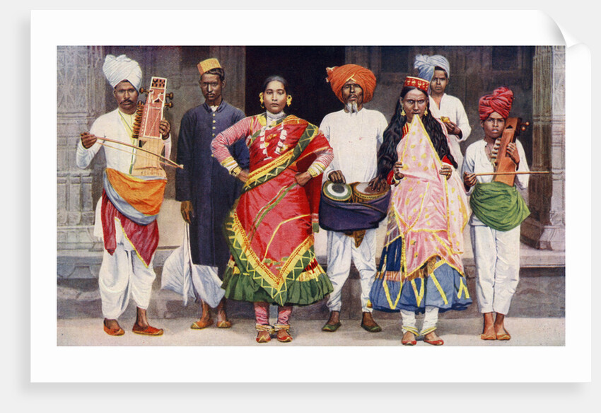 Nautch dancing girls with accompanying musicians, India by SR Norton
