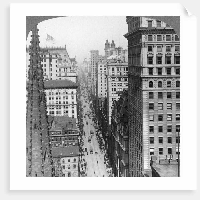 From the Empire building past Trinity Church up Broadway by Underwood & Underwood