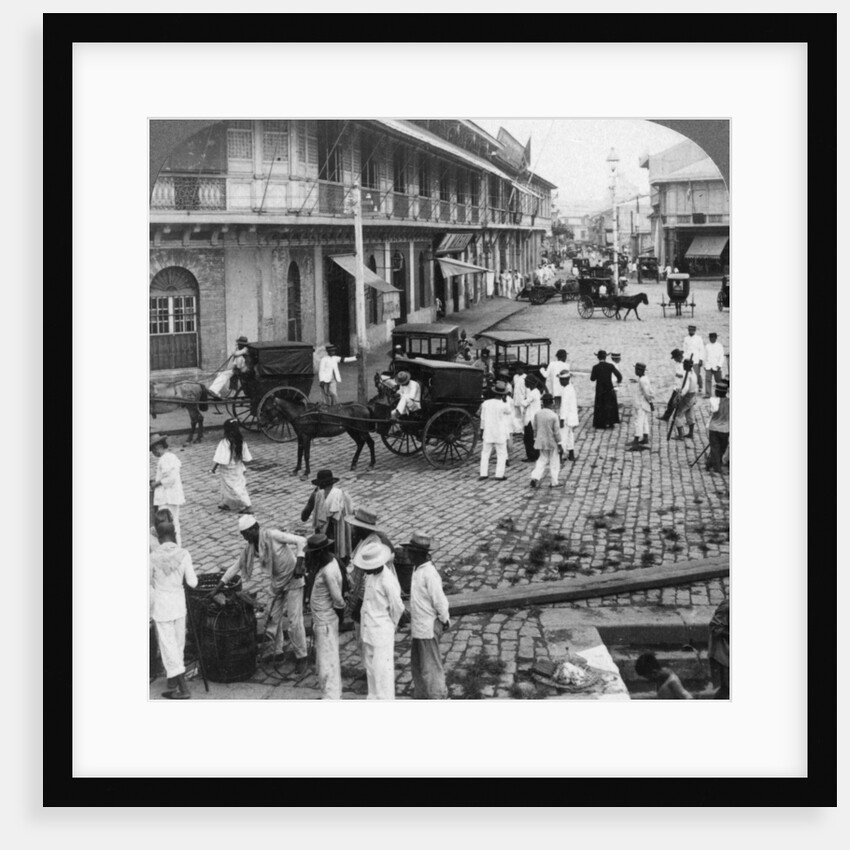Rosario Street and Binondo Church as seen from Pasig River, Manila, Philippines by Underwood & Underwood