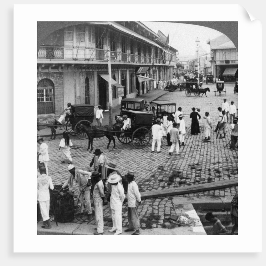 Rosario Street and Binondo Church as seen from Pasig River, Manila, Philippines by Underwood & Underwood
