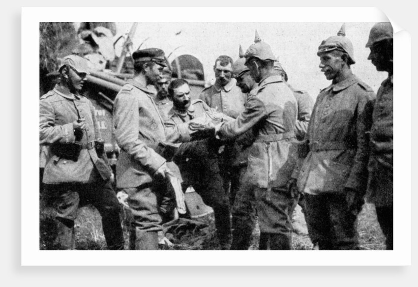 German troops stopping for midday rations on the way to Brussels, First World War by Anonymous