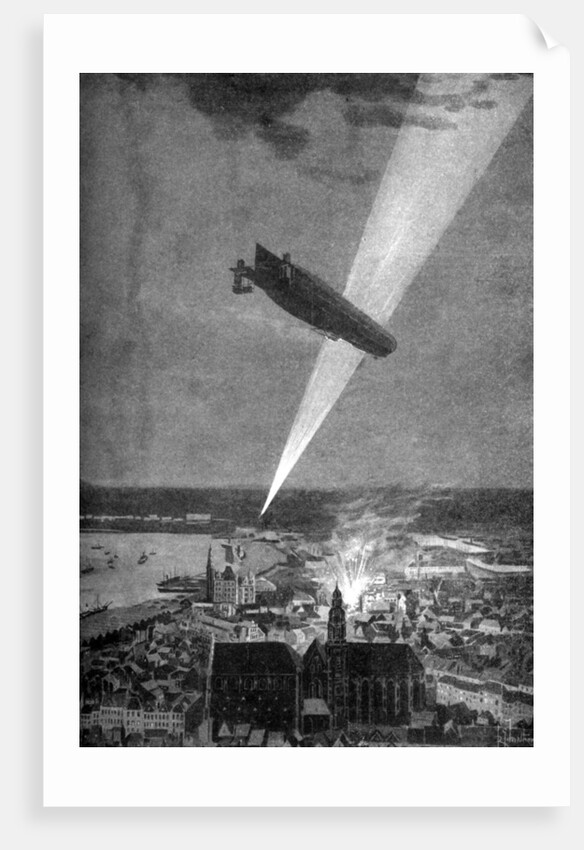 Zeppelin bombardment of Antwerp, First World War by RG Mathews