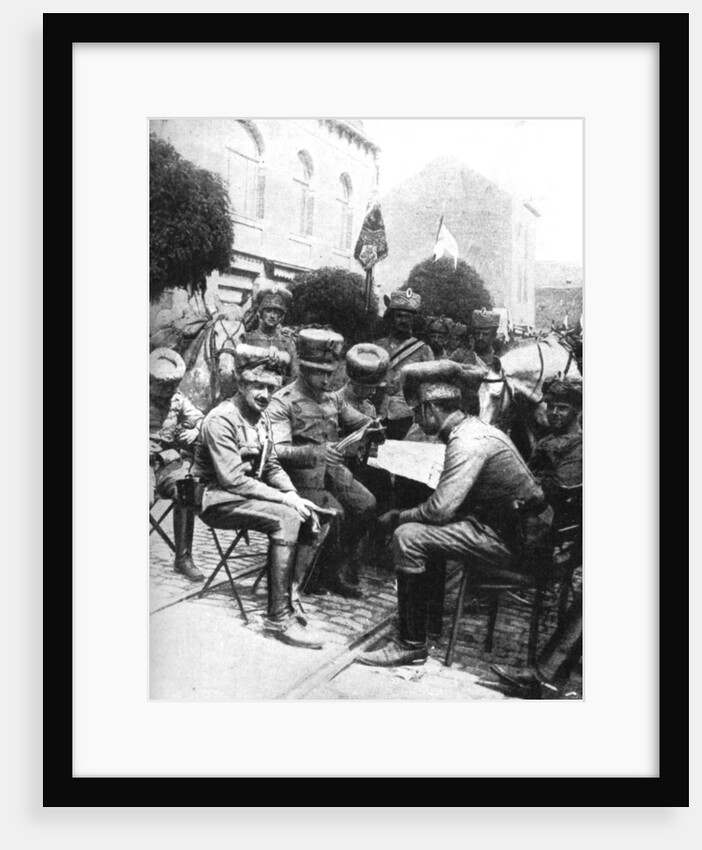 Officers in the Hussars, Chaussee de Louvain, Brussels, First World War by Anonymous