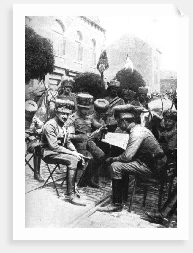 Officers in the Hussars, Chaussee de Louvain, Brussels, First World War by Anonymous