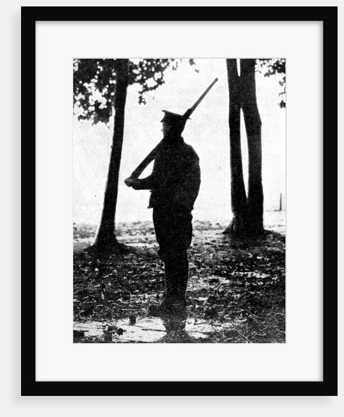 'Grey dawn on the battlefield, British cavalry, Belgian frontier', First World War by Anonymous