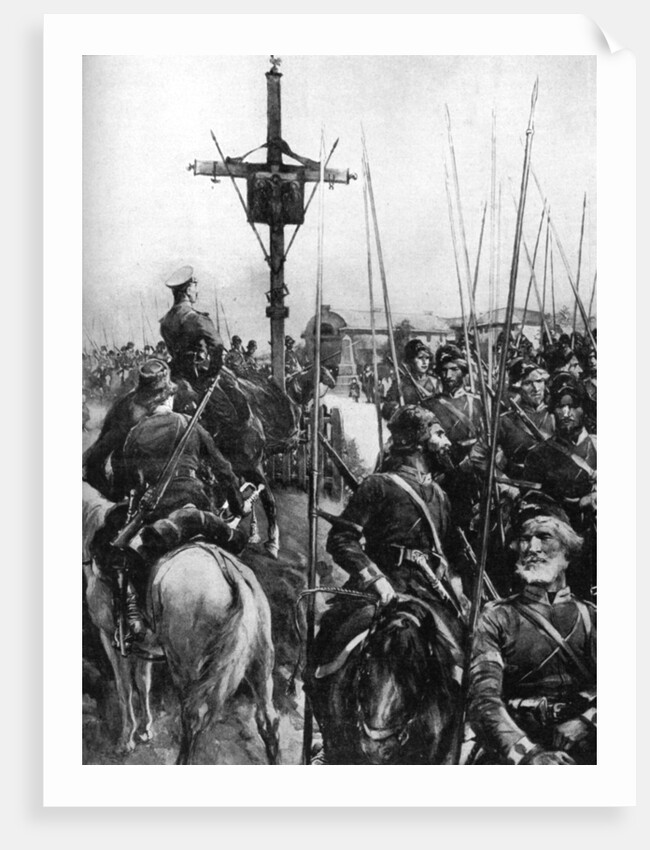 British troops passing through a Galician village, Spain, First World War by Anonymous