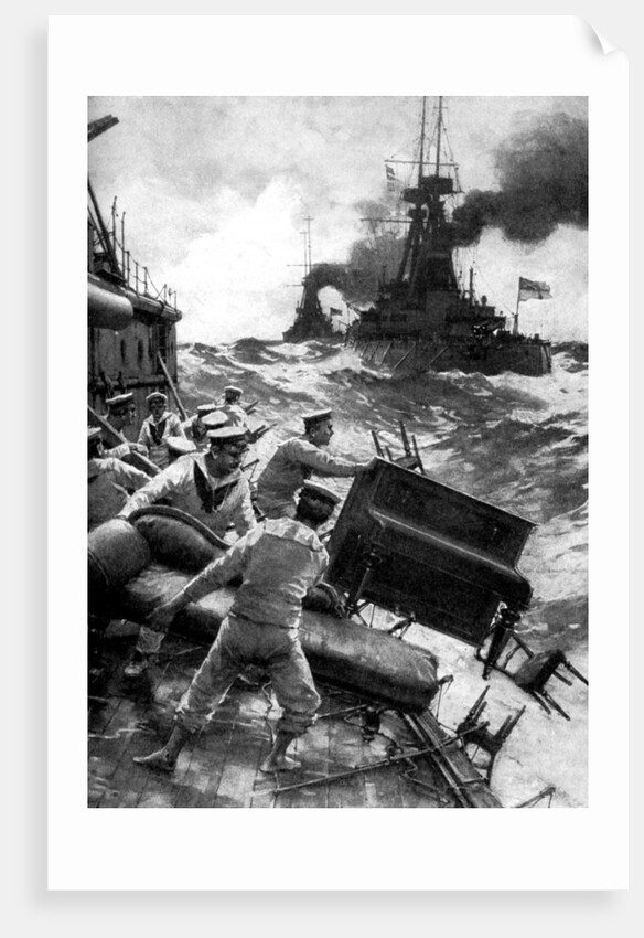 British sailors throwing overboard luxuries, North Sea, First World War by Anonymous