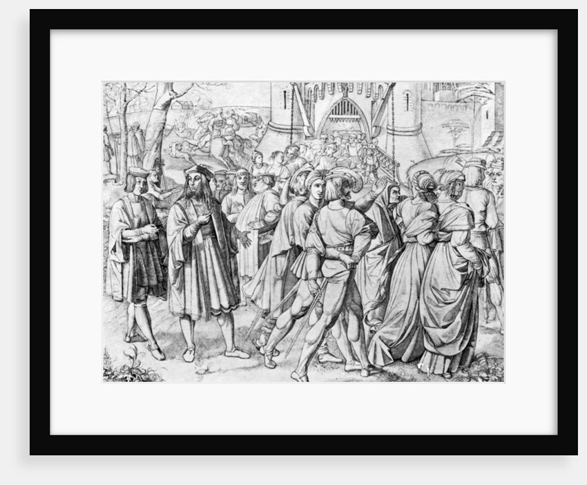 People at the entrance to a city by Anonymous