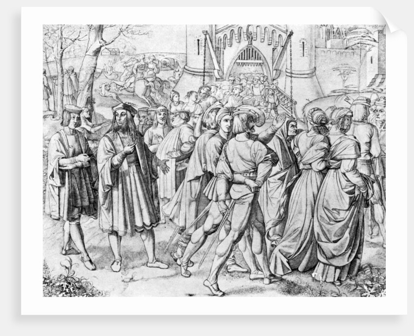People at the entrance to a city by Anonymous