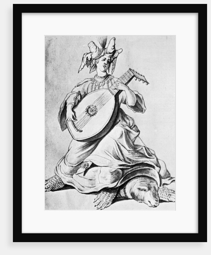 A woman playing a stringed instrument by Anonymous