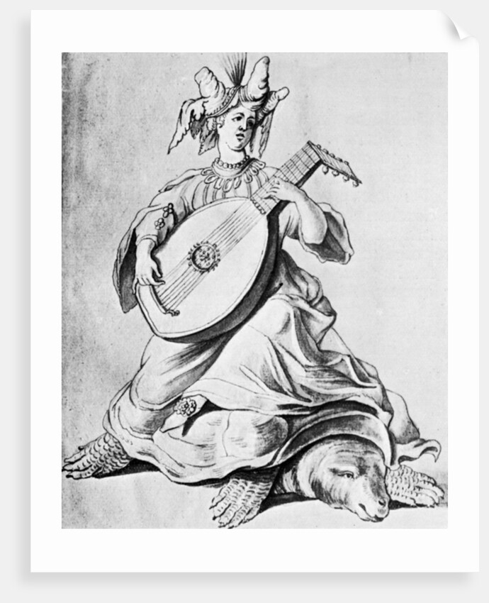 A woman playing a stringed instrument by Anonymous