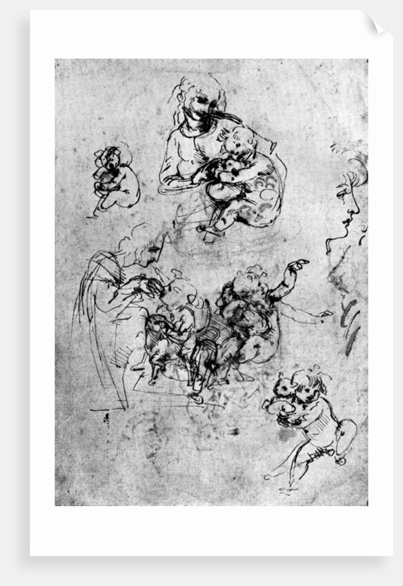 Studies for a 'Madonna Del Gatto' by Leonardo Da Vinci