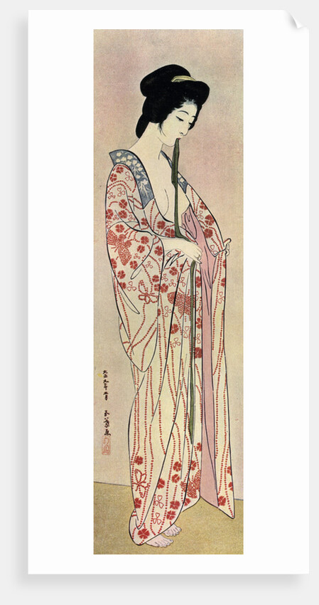 A Japanese woman wearing a nagajuban by Hashiguchi Goyo