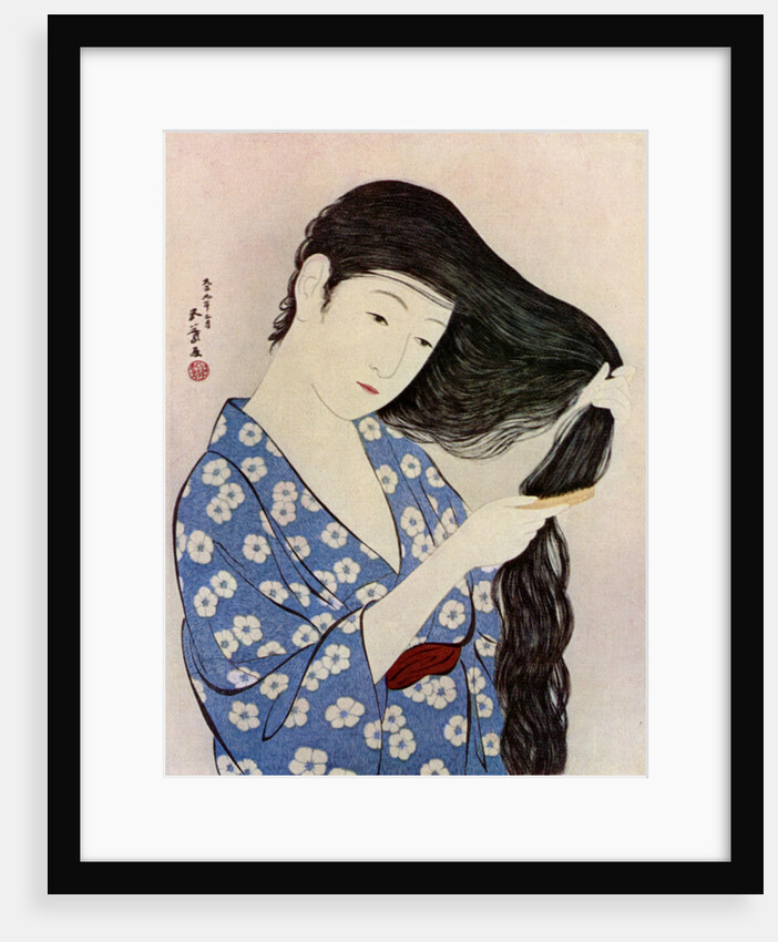 A Japanese woman combing her hair by Hashiguchi Goyo