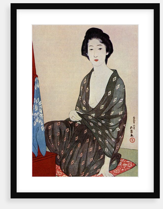 A Japanese woman wearing summer clothes by Hashiguchi Goyo
