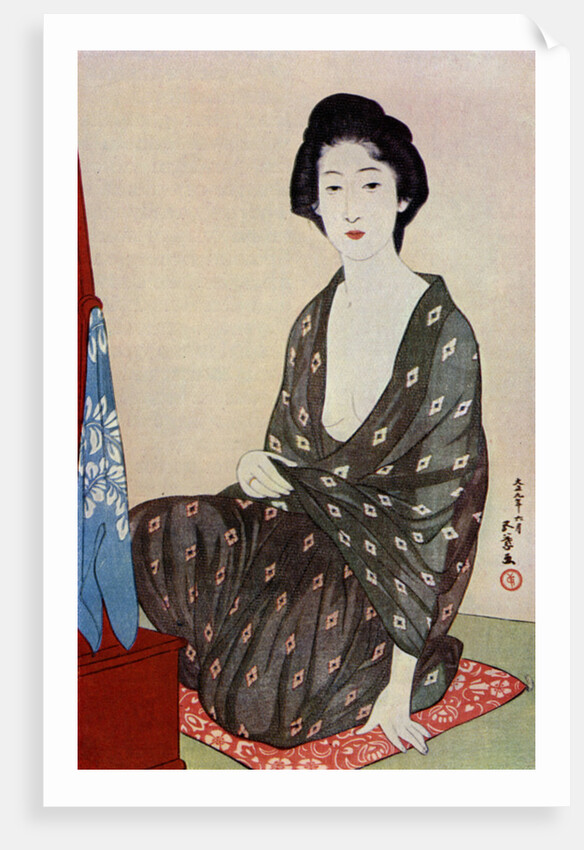 A Japanese woman wearing summer clothes by Hashiguchi Goyo