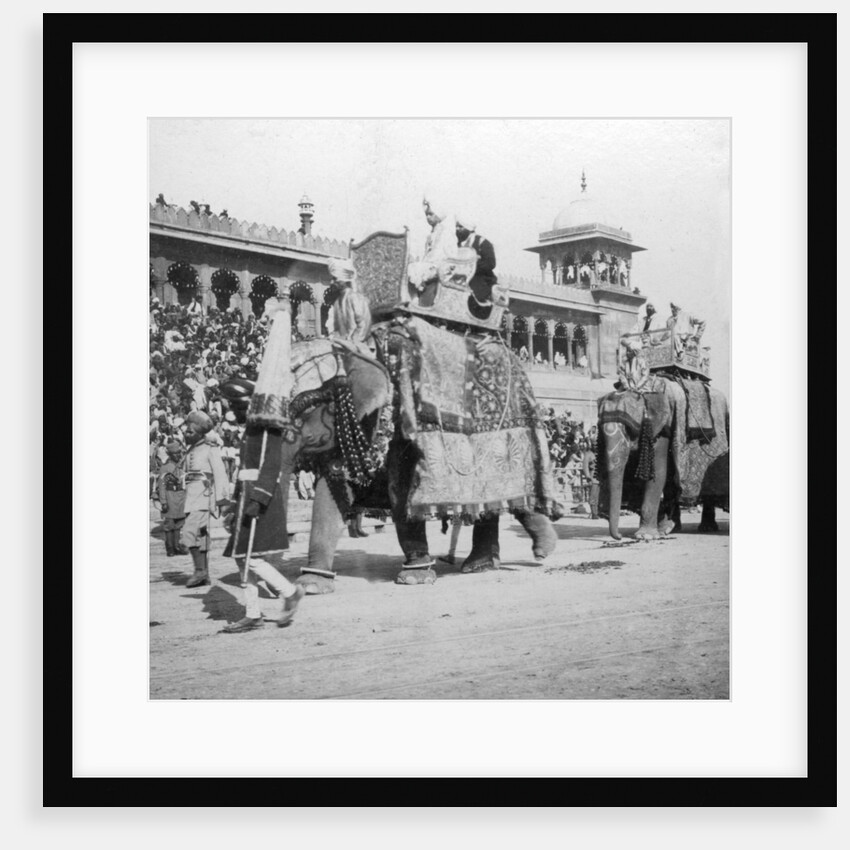An elephant procession passing Jumma Masjid, Delhi, India by H Hands & Son