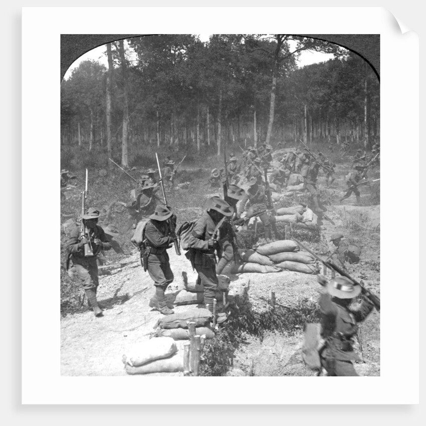First line Gurkhas storming and capturing a German trench, World War I by Crown