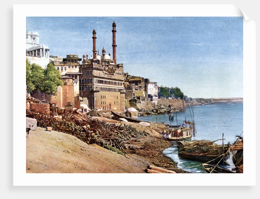 The river Ganges and the Burning Ghats at Benares (Varanasi), India by Anonymous