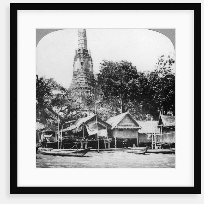 Dhows and houses on the Chao Phraya River, Bangkok, Thailand by Anonymous