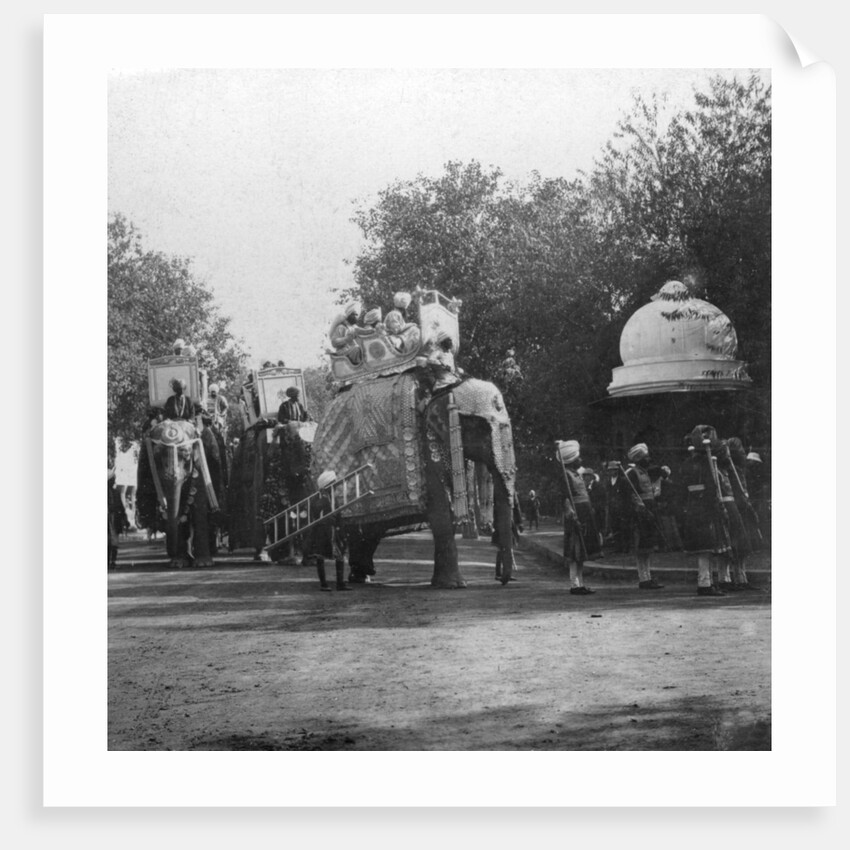 A Punjabi princess in an elephant procession, Delhi, India by H Hands & Son