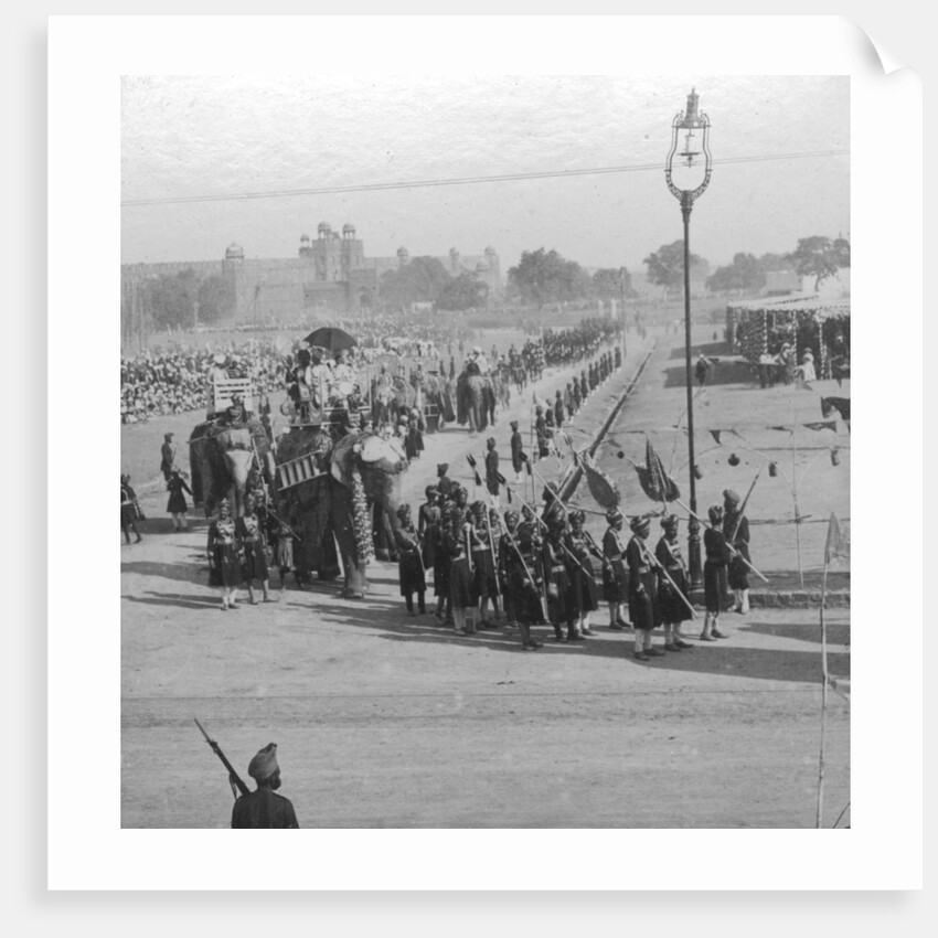 Maharajahs rounding Jumma Muisjid, Delhi, India by HD Girdwood