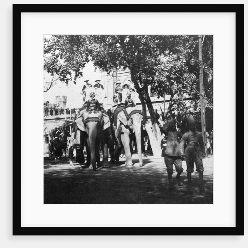 Viceregal staff and his daughter taking part in the elephant procession, Delhi, India by H Hands & Son