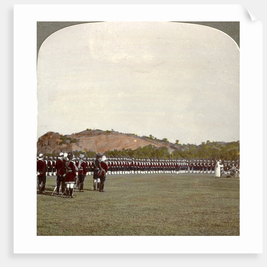 Receiving the colours inside the square, India by Underwood & Underwood