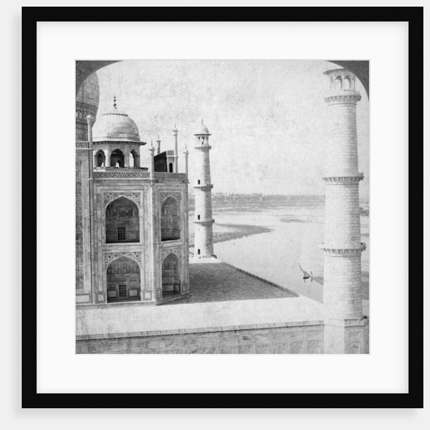 Looking north-west from the Taj Mahal up the Jumna river to Agra, India by Underwood & Underwood