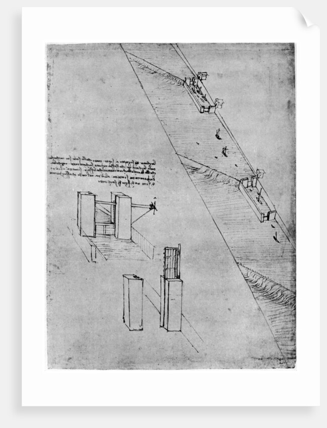 Sketch of a sluice by Leonardo Da Vinci