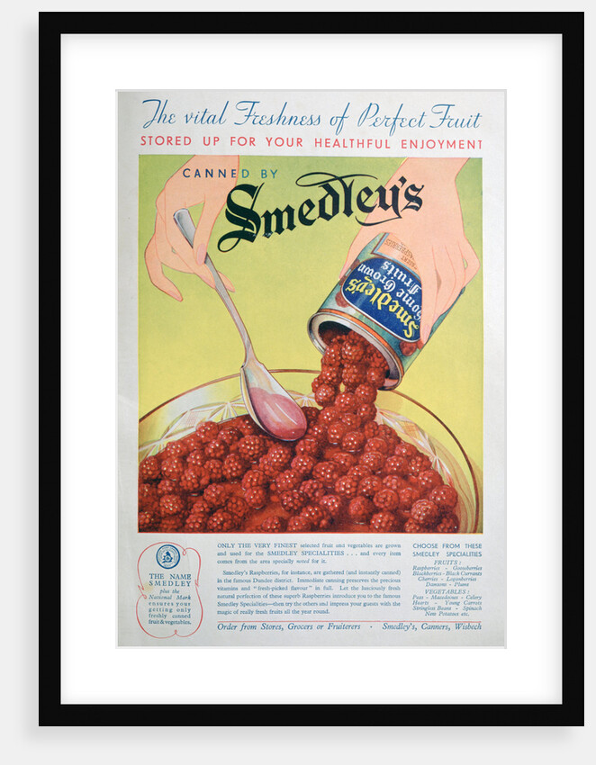 Advert for Smedley's tinned fruit by Anonymous