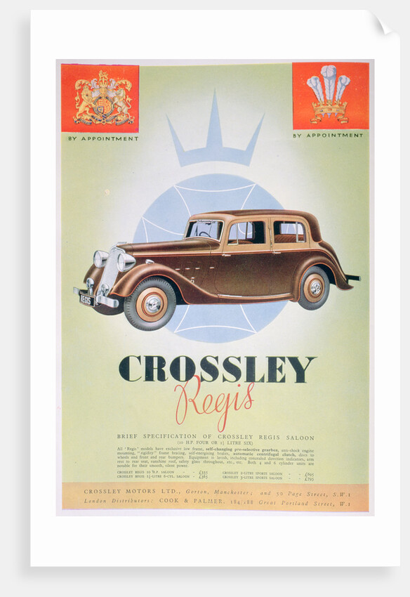 Advert for the Crossley Regis car by Anonymous