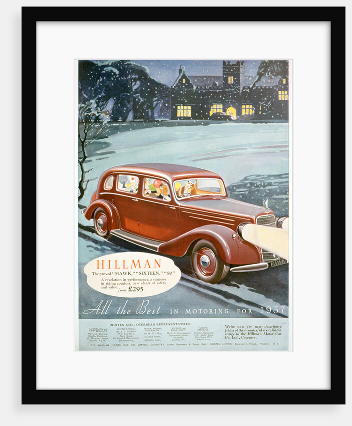 Advert for Hillman motor cars by Anonymous