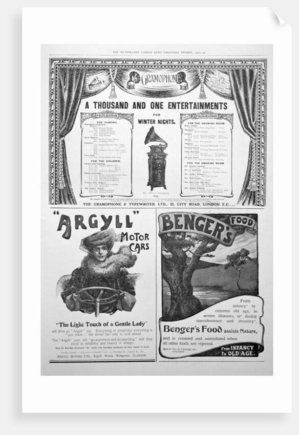 An advertising page in the Illustrated London News, Christmas by Anonymous