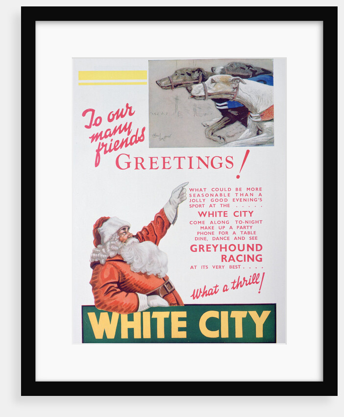 Christmas advert for the White City greyhound track, London by Anonymous
